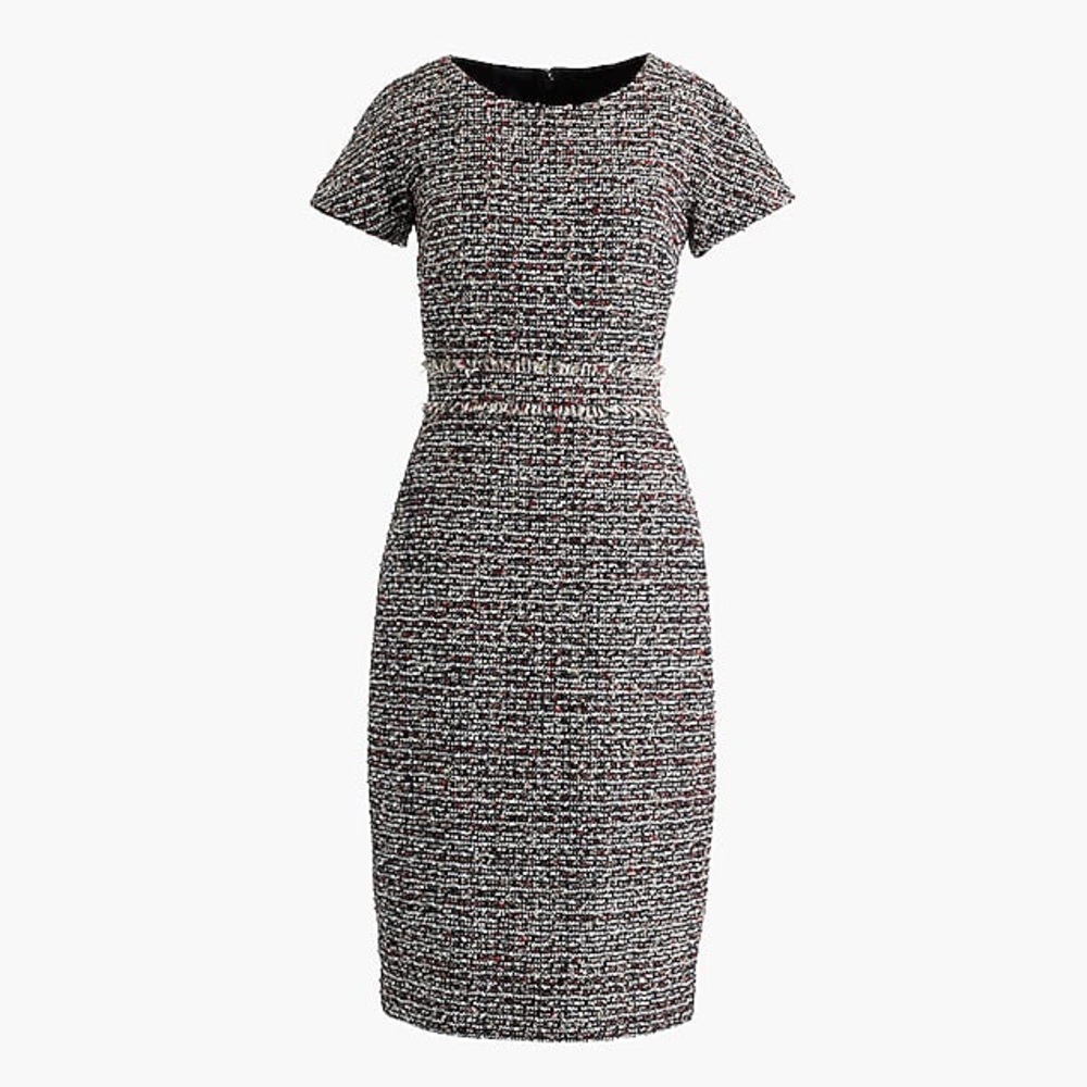 J Crew Tweed Sparkle Fringe Dress Multicolored